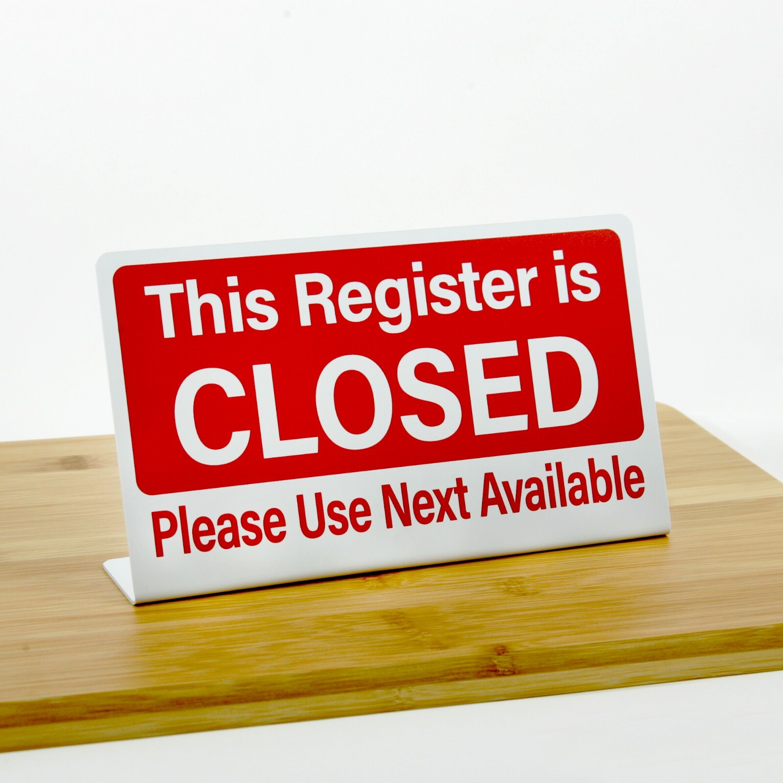 6pk Register Closed Signs, Plastic L style, White w/ Red, Free Shipping