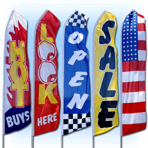 Any 15ft Pre-Printed Swooper Sign Advertising Flag Feather Banner +Pole & Spike