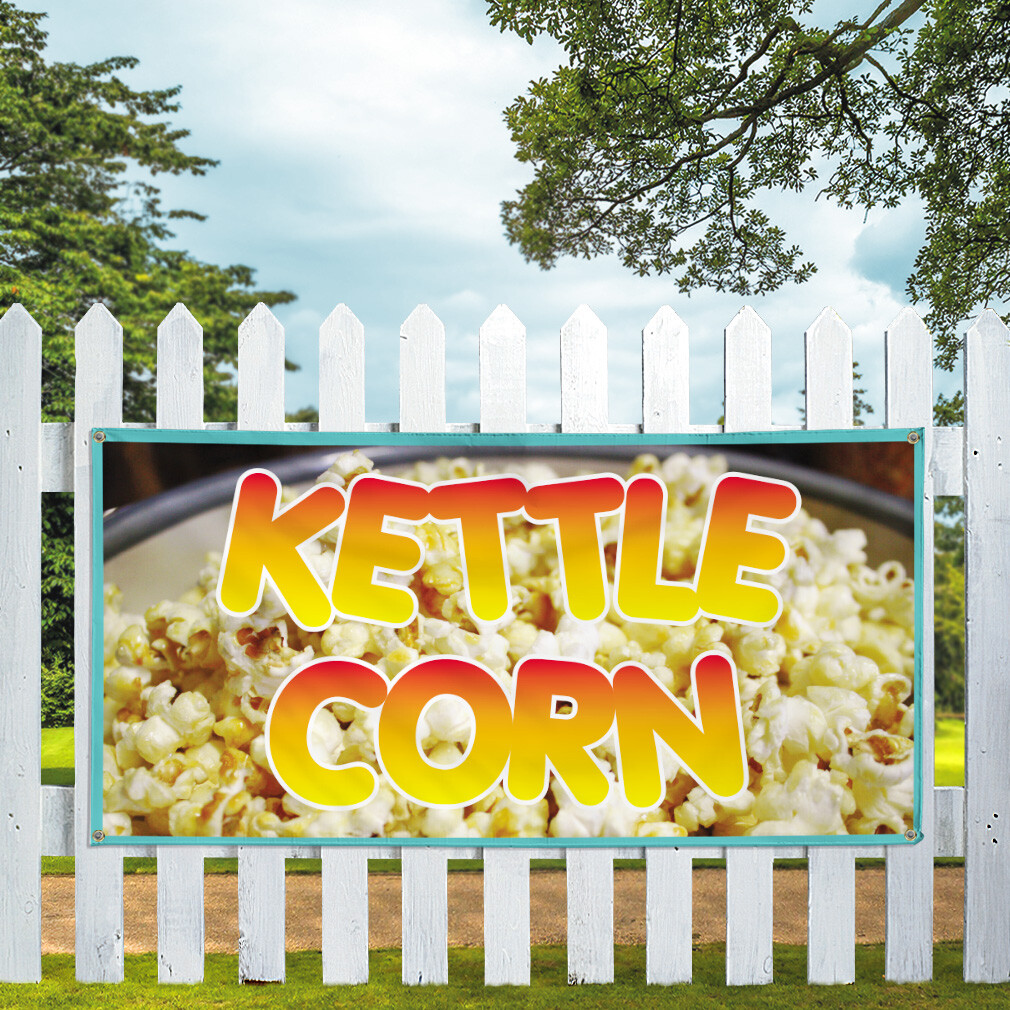 Vinyl Banner Multiple Sizes Kettle Corn Restaurant Cafe Bar E Restaurant & Food