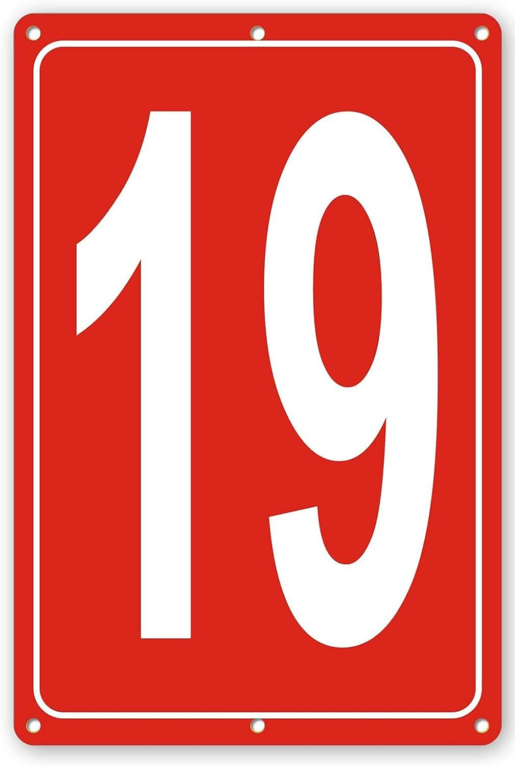 Numbered Sign 19, Aluminum Number Signs for Tennis Court, 12X8 Inches Signage fo