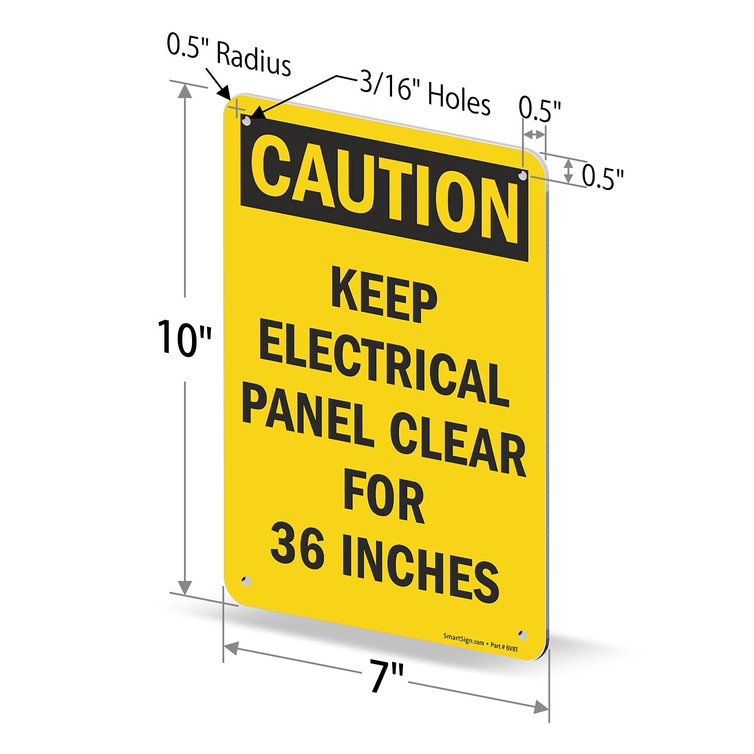 10×7 inch Caution Sign Keep Electric Panel Area Clear For 36 Inches Plastic