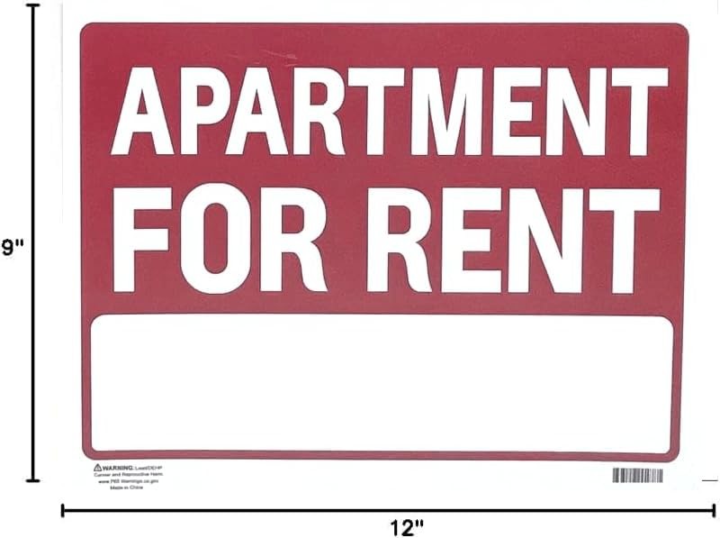 4 PCS Apartment For Rent Sign 9×12 Inch Plastic Waterproof Signage Outdoor