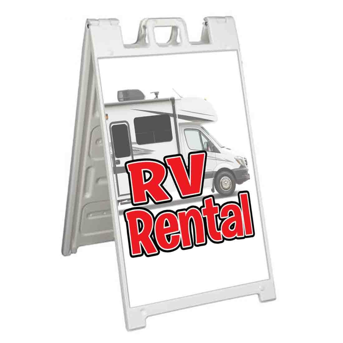 RV RENTAL Signicade 24×36 Aframe Sidewalk Sign Banner Decal TRAVEL VAN
