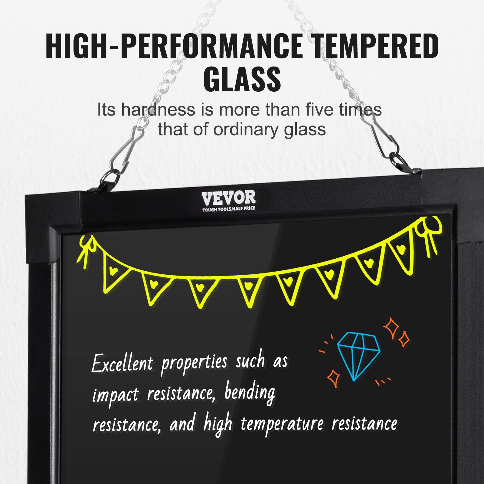 VEVOR LED Message Writing Board 16″x12″ Illuminated Erasable Lighted Chalkboard