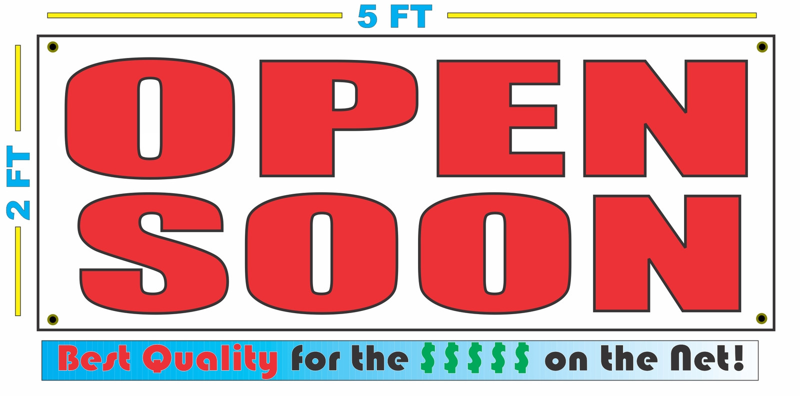 All Red OPEN SOON Banner Sign NEW Larger Size Best Quality for the $$$
