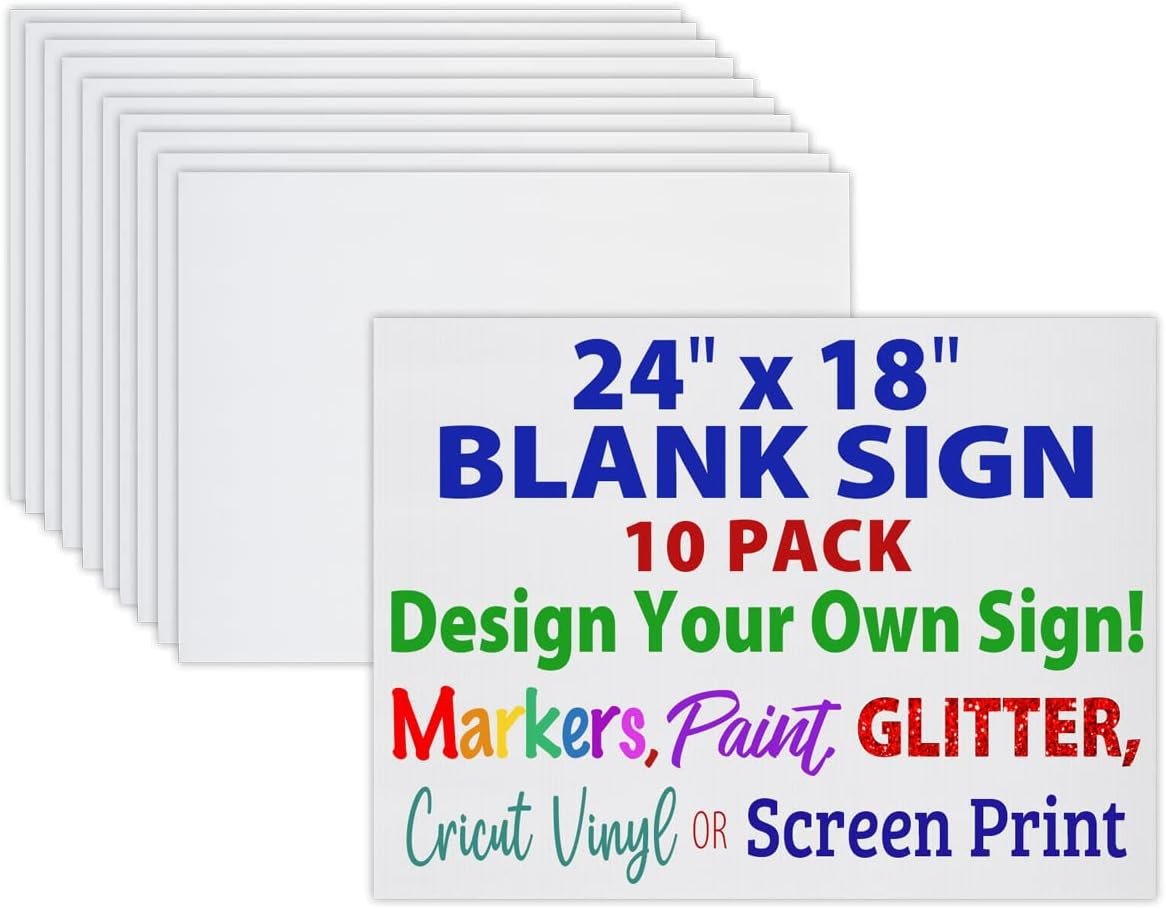 24X18 Blank Corrugated Plastic Yard Signs, Waterproof, Heavy Duty outside Bulk W