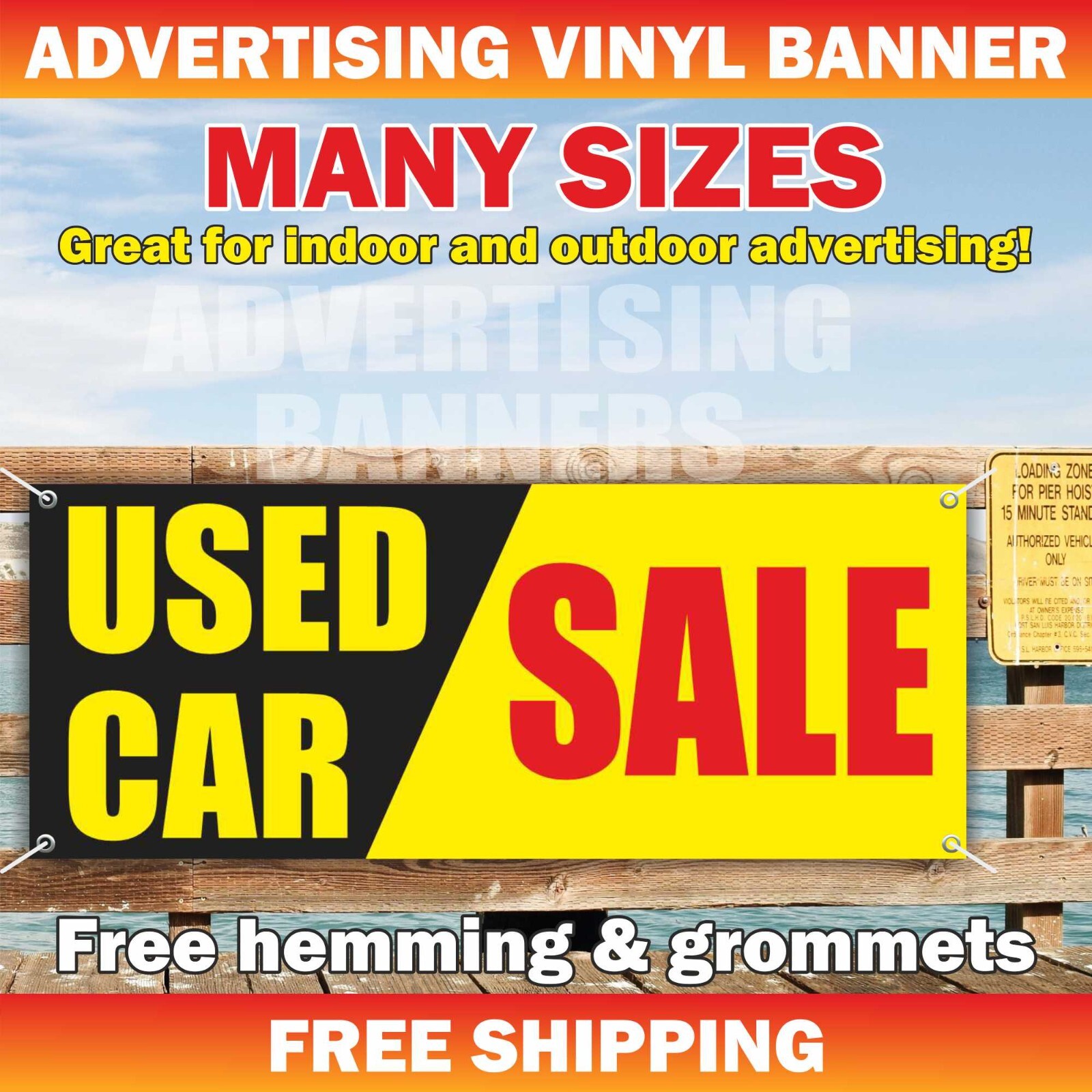 USED CAR SALE Advertising Banner Vinyl Mesh Sign Service AUTOS USADOS Auto Body