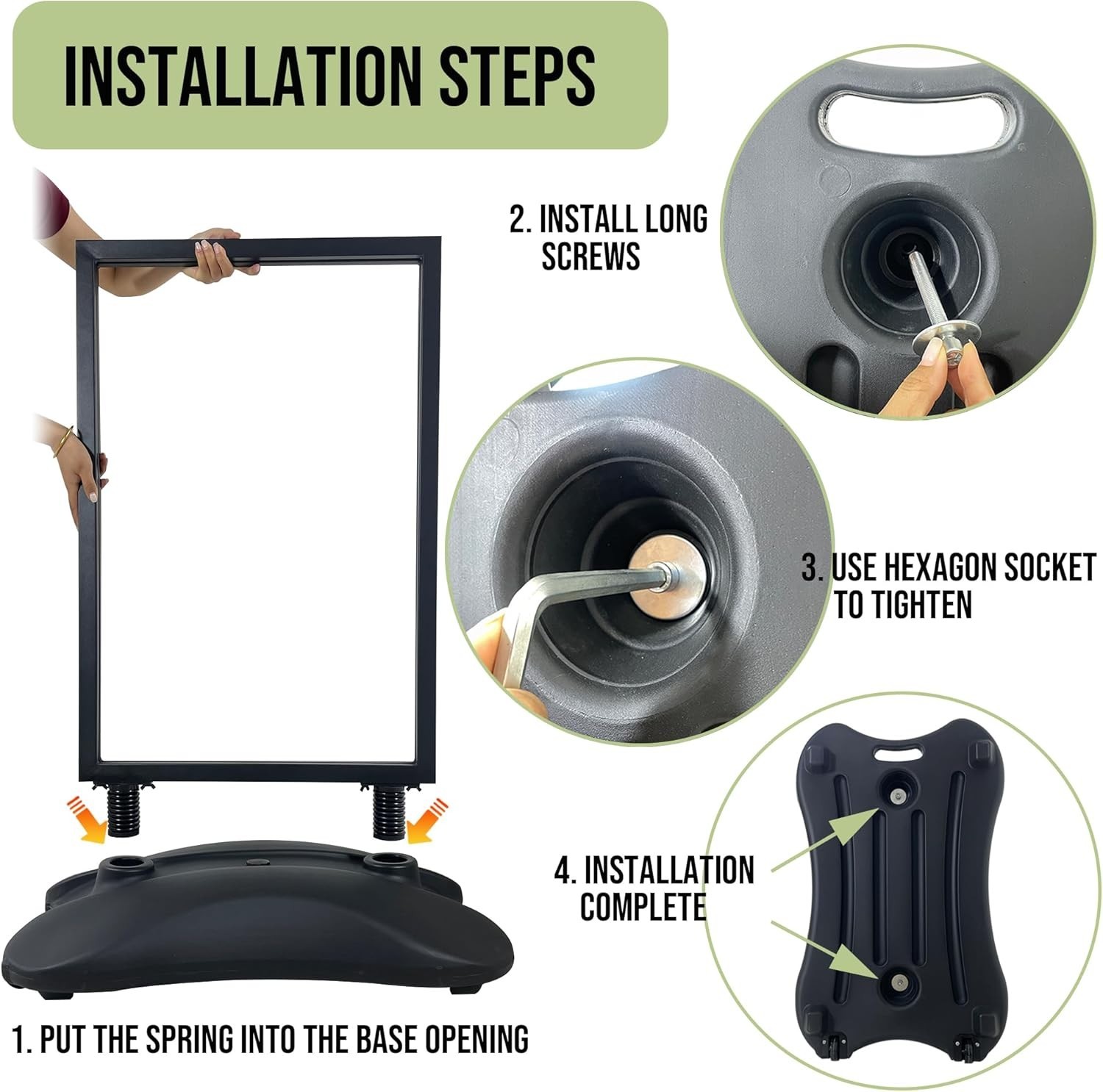 24″x36″ Water Base Sidewalk Sign Holder with Wheels, Outdoor Poster Stand