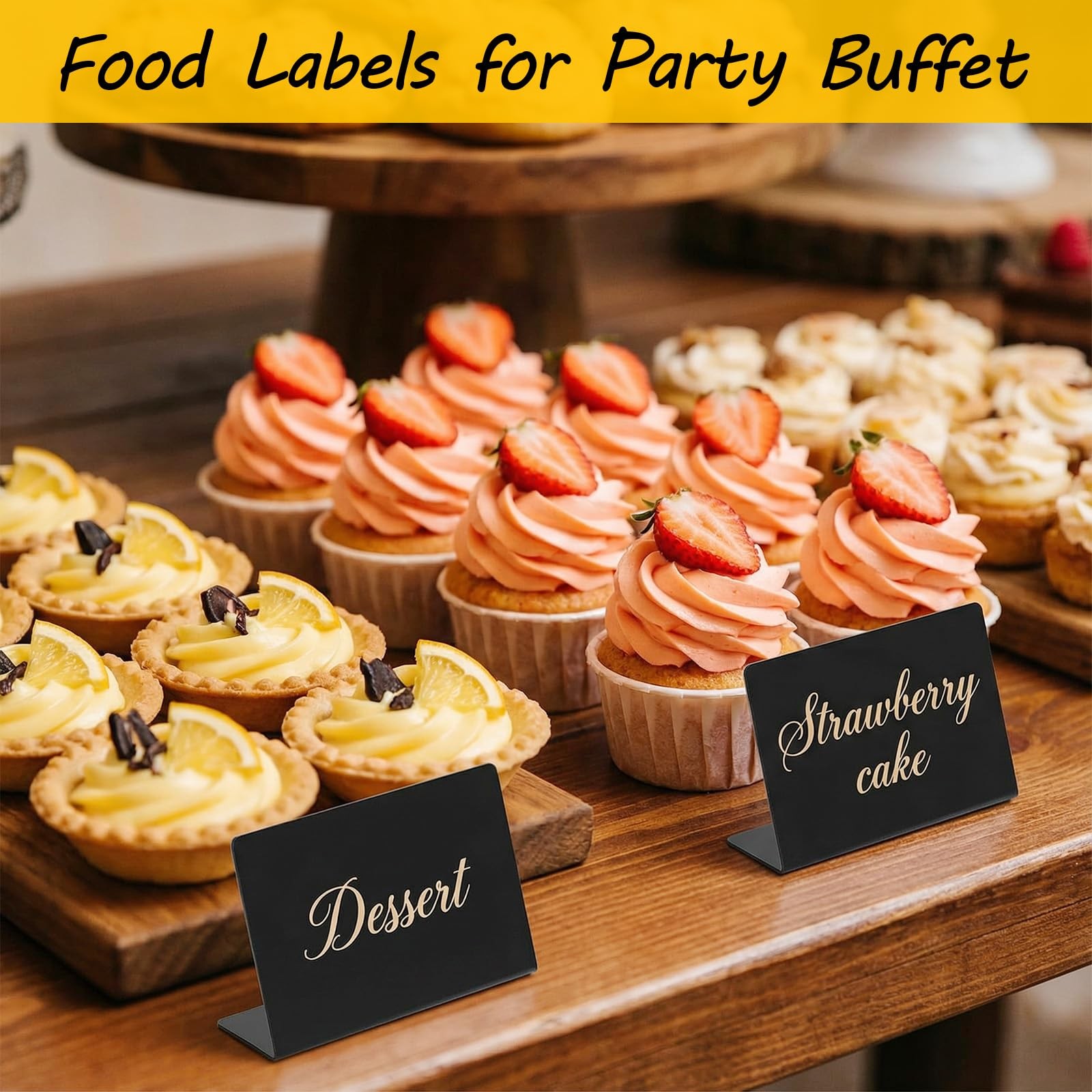 50 Pack Food Labels for Party Buffet, 4″ x 3″ Mini Chalkboard Signs for Food,…