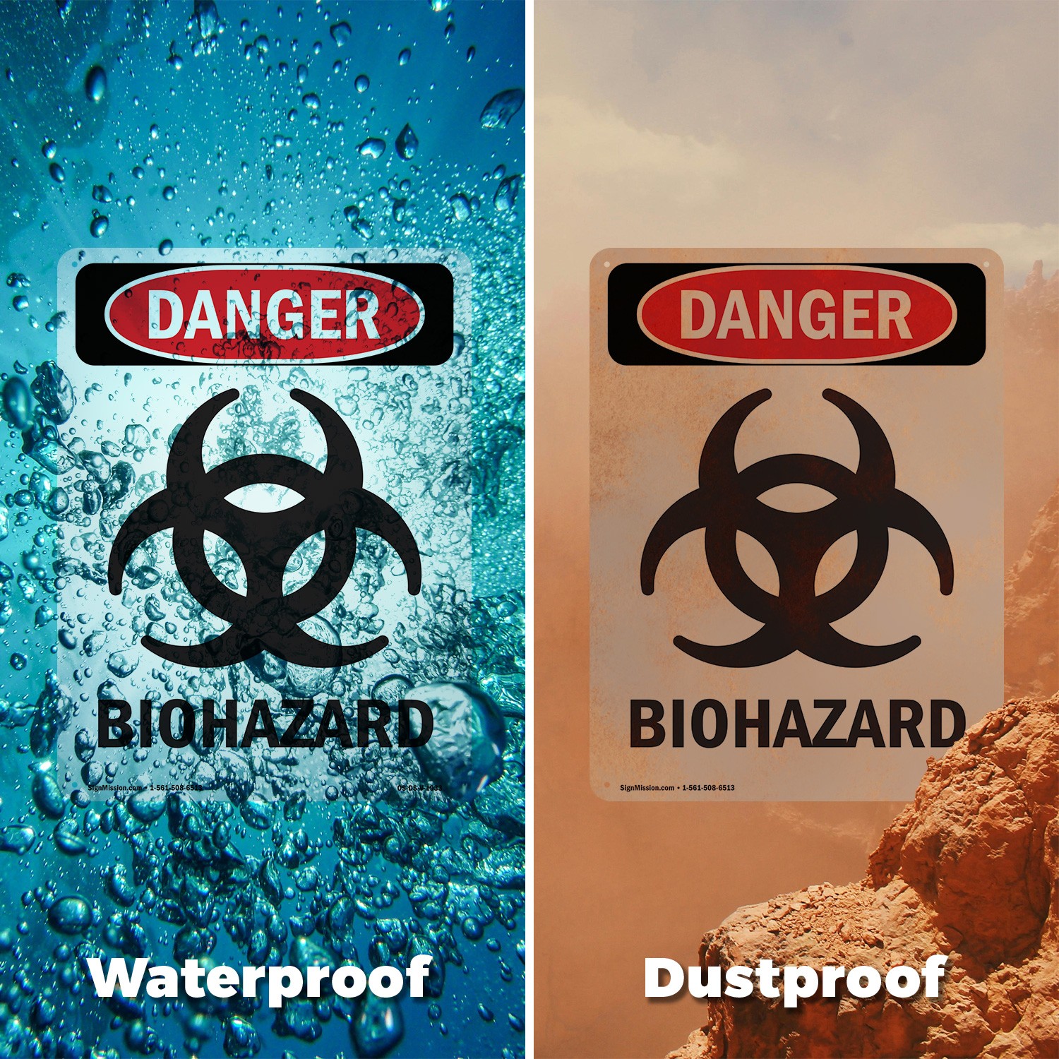 Portrait Biohazard OSHA Danger Sign Metal, Plastic, Or Decal – 5 or 10 Pack