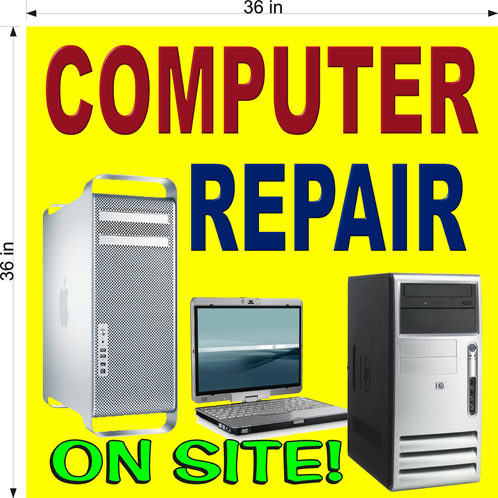 NEW! PERFORATED WINDOW VINYL DECAL 3′ X 3′ ON SITE COMPUTER REPAIR
