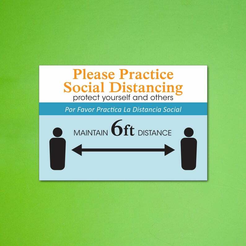 Please Practice Social Distancing Business Store Sign ~ 6ft Apart Sign 19″ x 13″