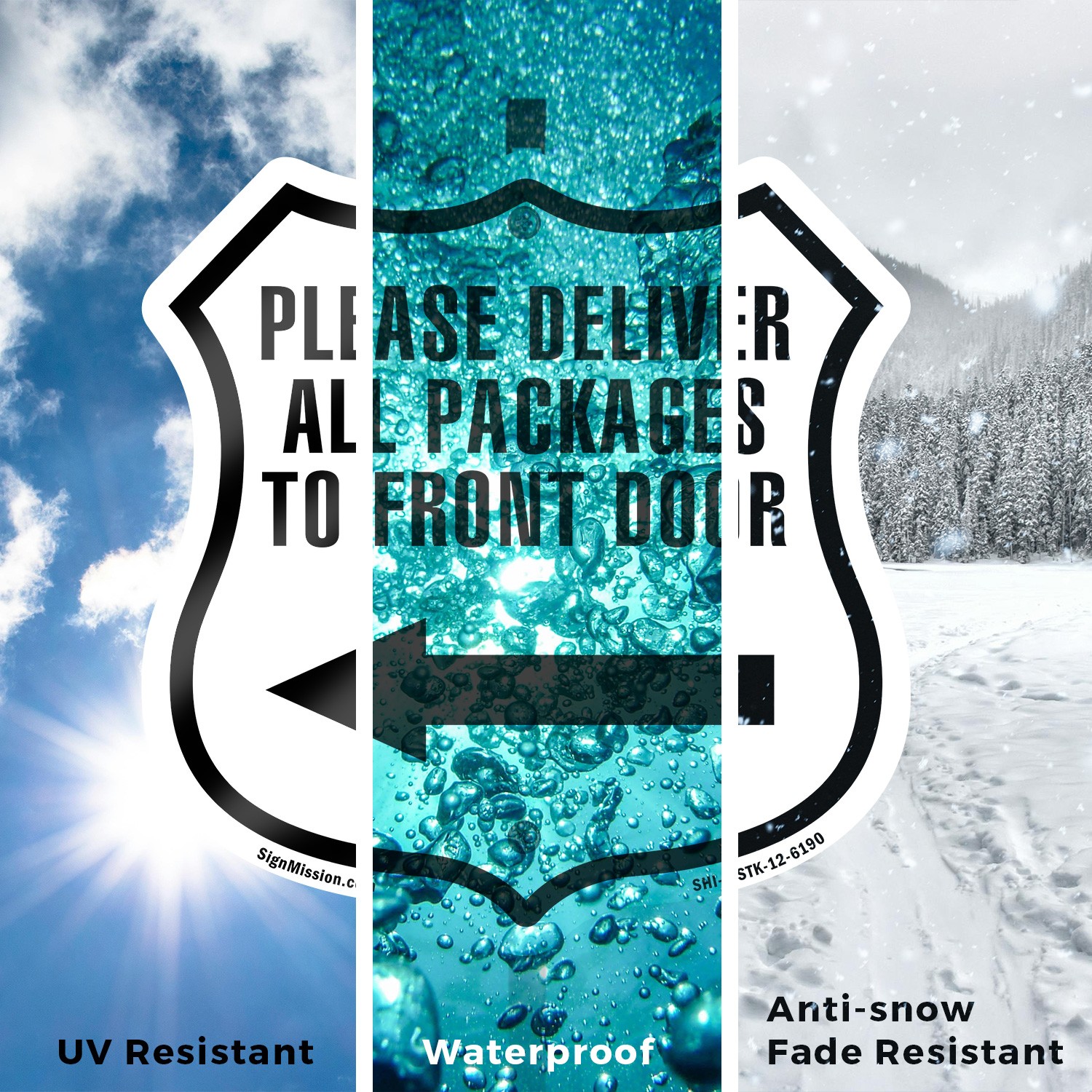 Please Deliver All Packages To Front Door Left Weather P Shield Sign With Stake