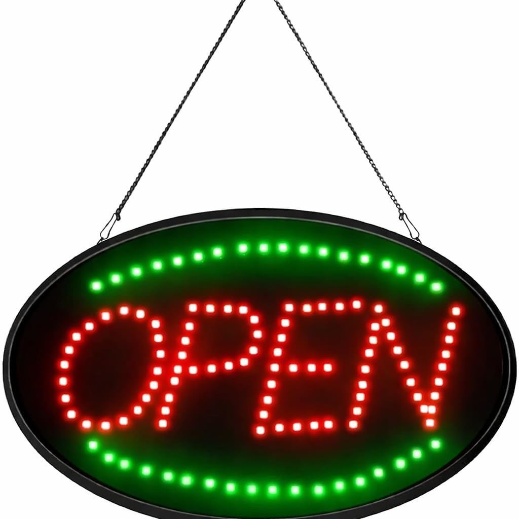 Jumbo 24″ x 13″ LED Neon Sign with Motion – “OPEN” Red/Blue Jumbo Green OPEN U33