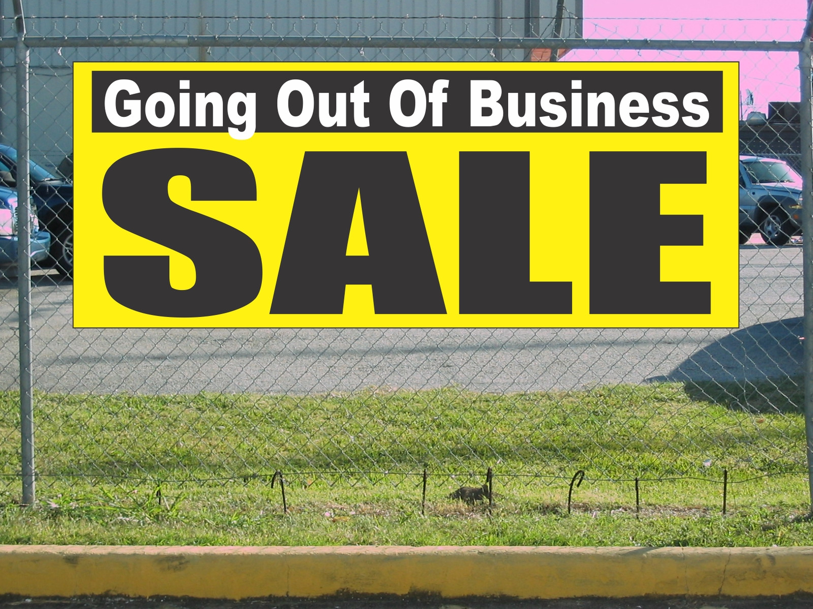 Yellow Black & White GOING OUT OF BUSINESS SALE Banner Sign NEW