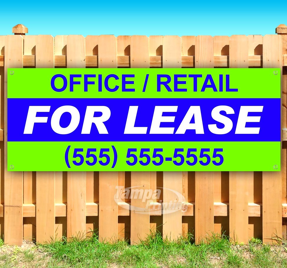 OFFICE RETAIL FOR LEASE CUSTOM PHONE Advertising Vinyl Banner Flag Sign