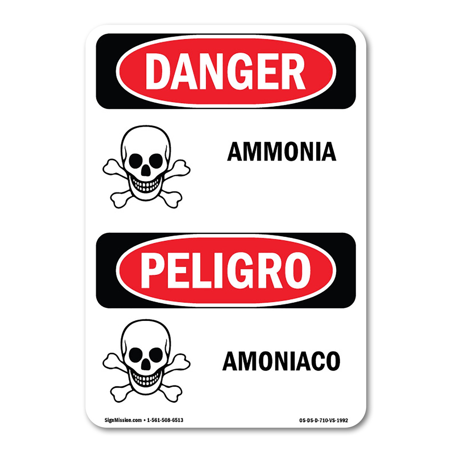 Amoniaco ANSI OSHA ANSI Danger Sign Metal Plastic Decal