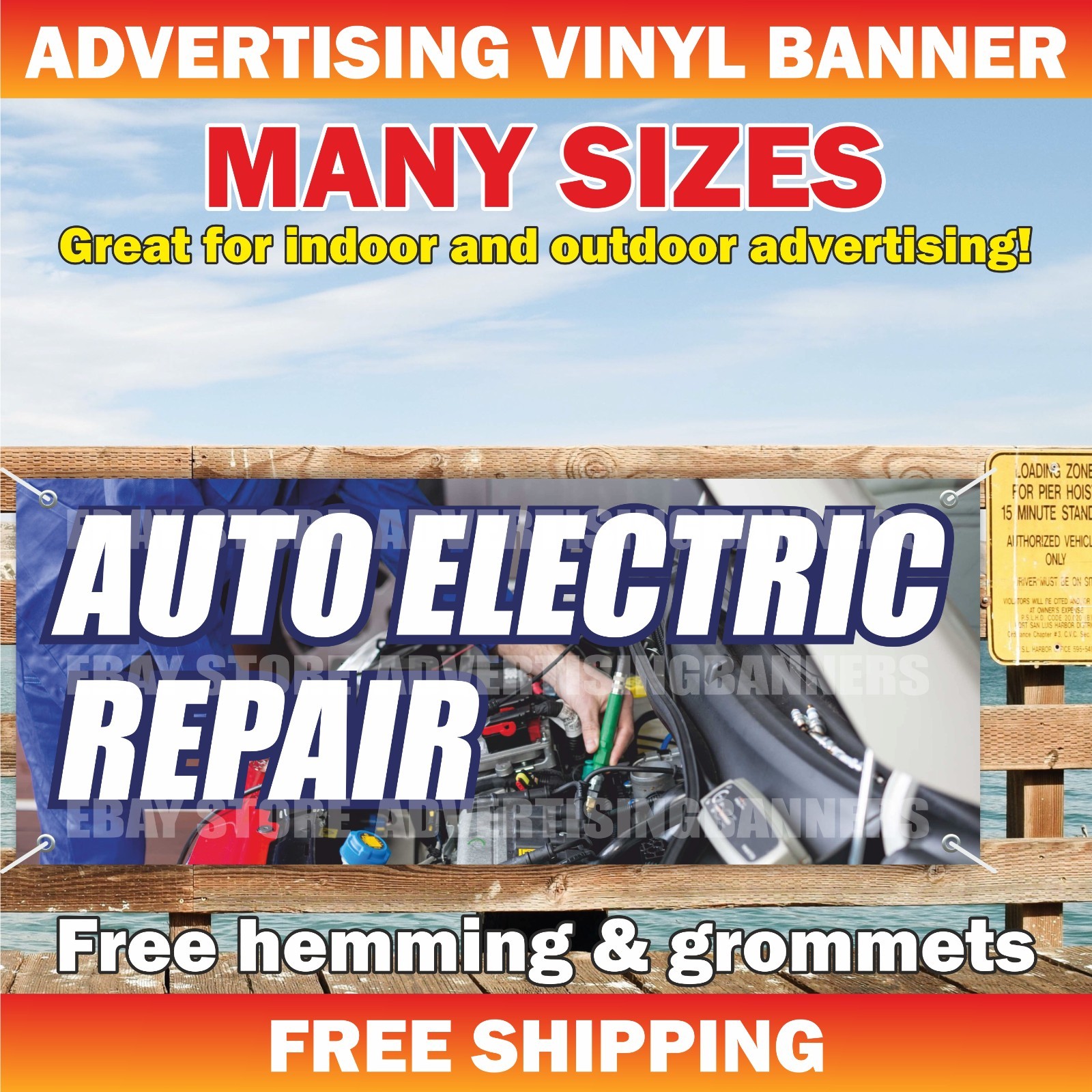 AUTO ELECTRIC REPAIR Advertising Banner Vinyl Mesh Sign mechanic service garage