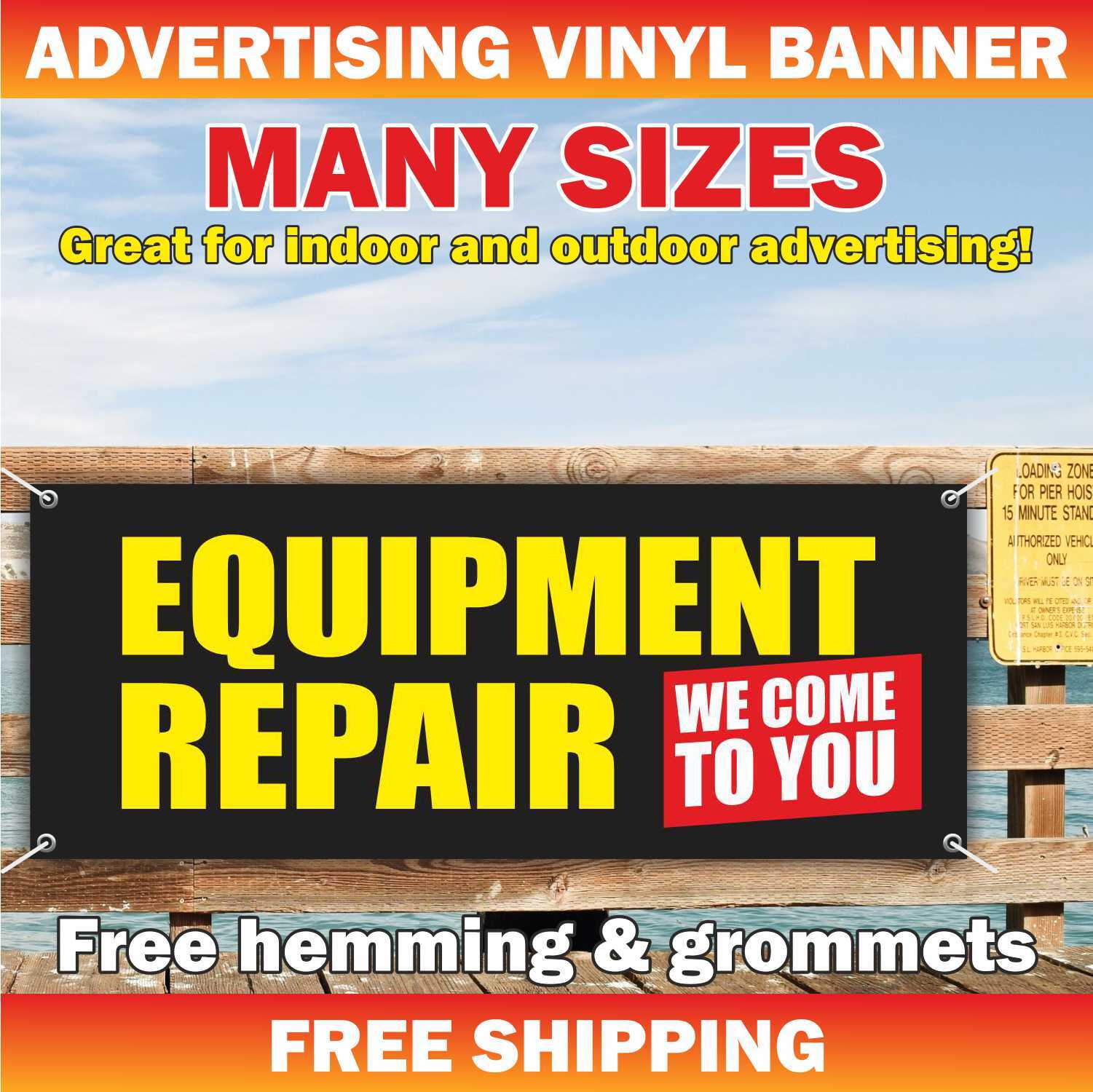 EQUIPMENT REPAIR Advertising Banner Vinyl Mesh Sign service we fix electronics