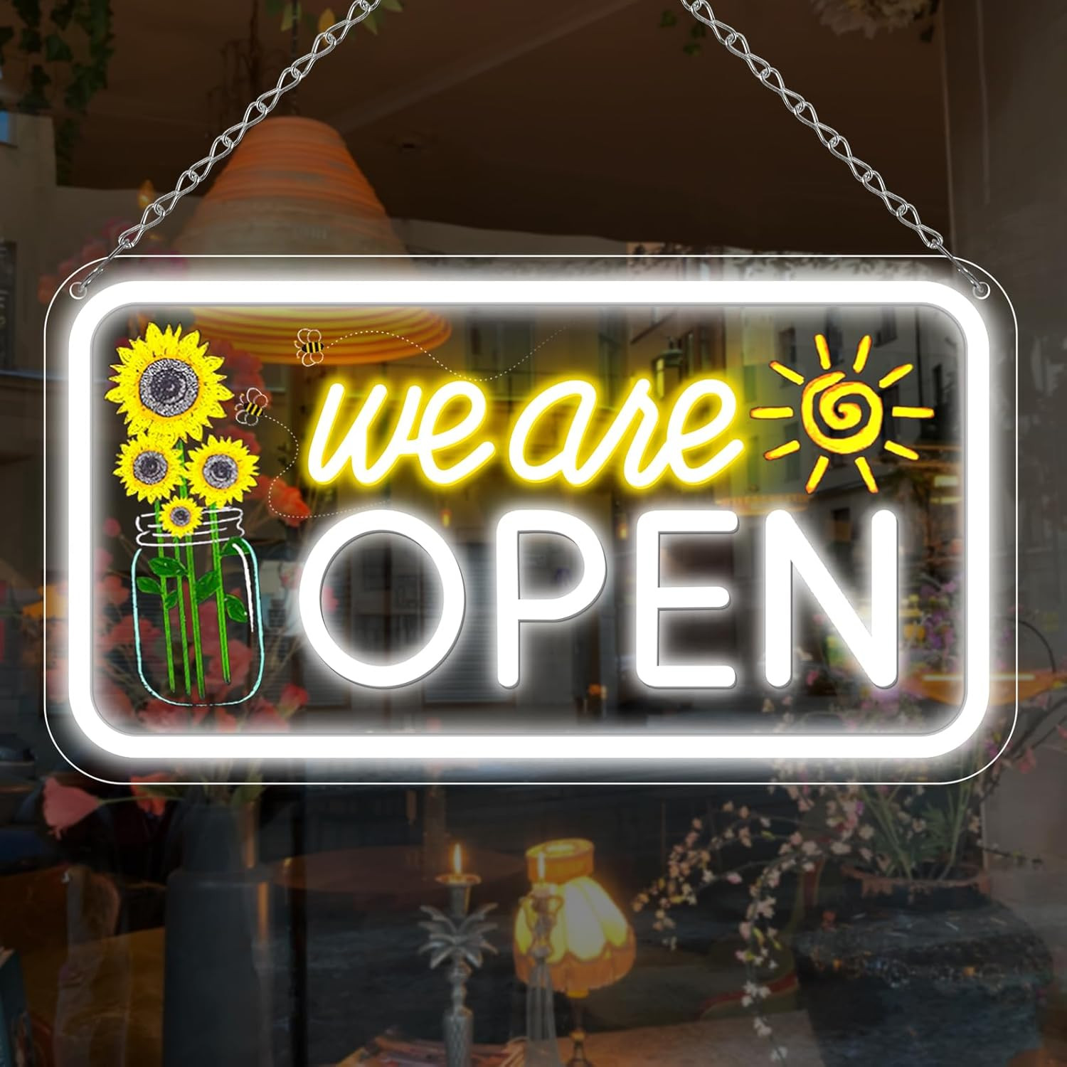 LED Neon Open Sign 16.5x9in Business Window Light Decor