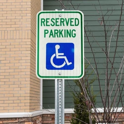 (2 Pack) Handicap Parking Sign, Reserved Parking Sign, Large 18″ x 12″ Engine…