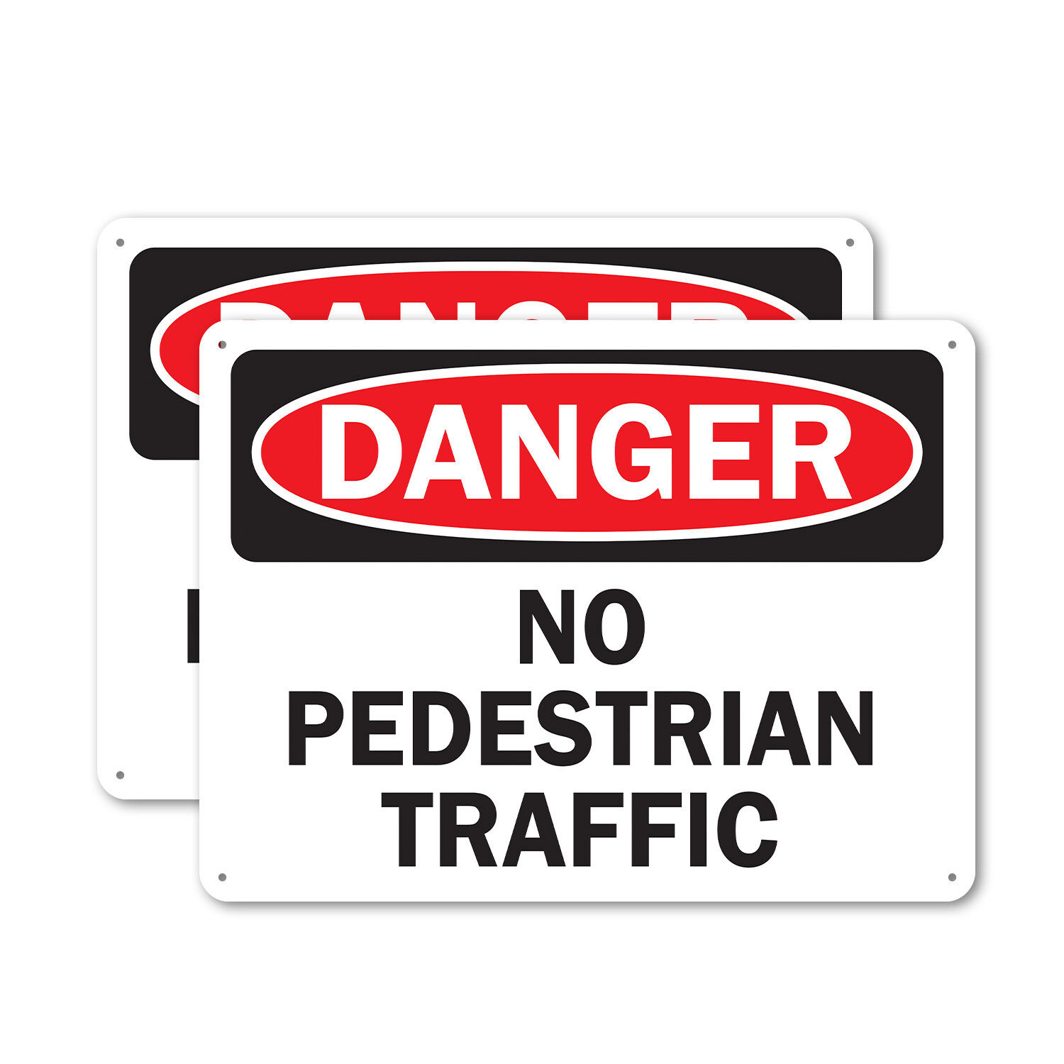 (2 Pack) No Pedestrian Traffic OSHA Danger Sign Decal Metal Plastic