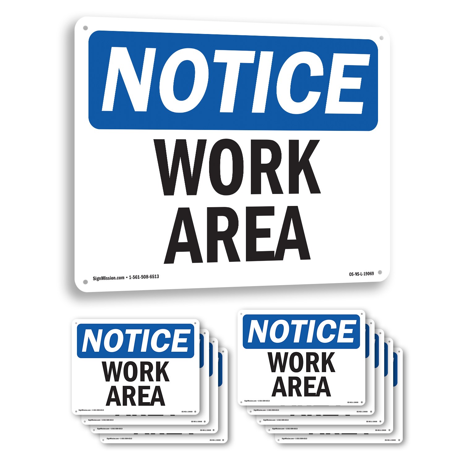 Work Area OSHA Notice Sign Metal, Plastic, Or Decal – 5 or 10 Pack