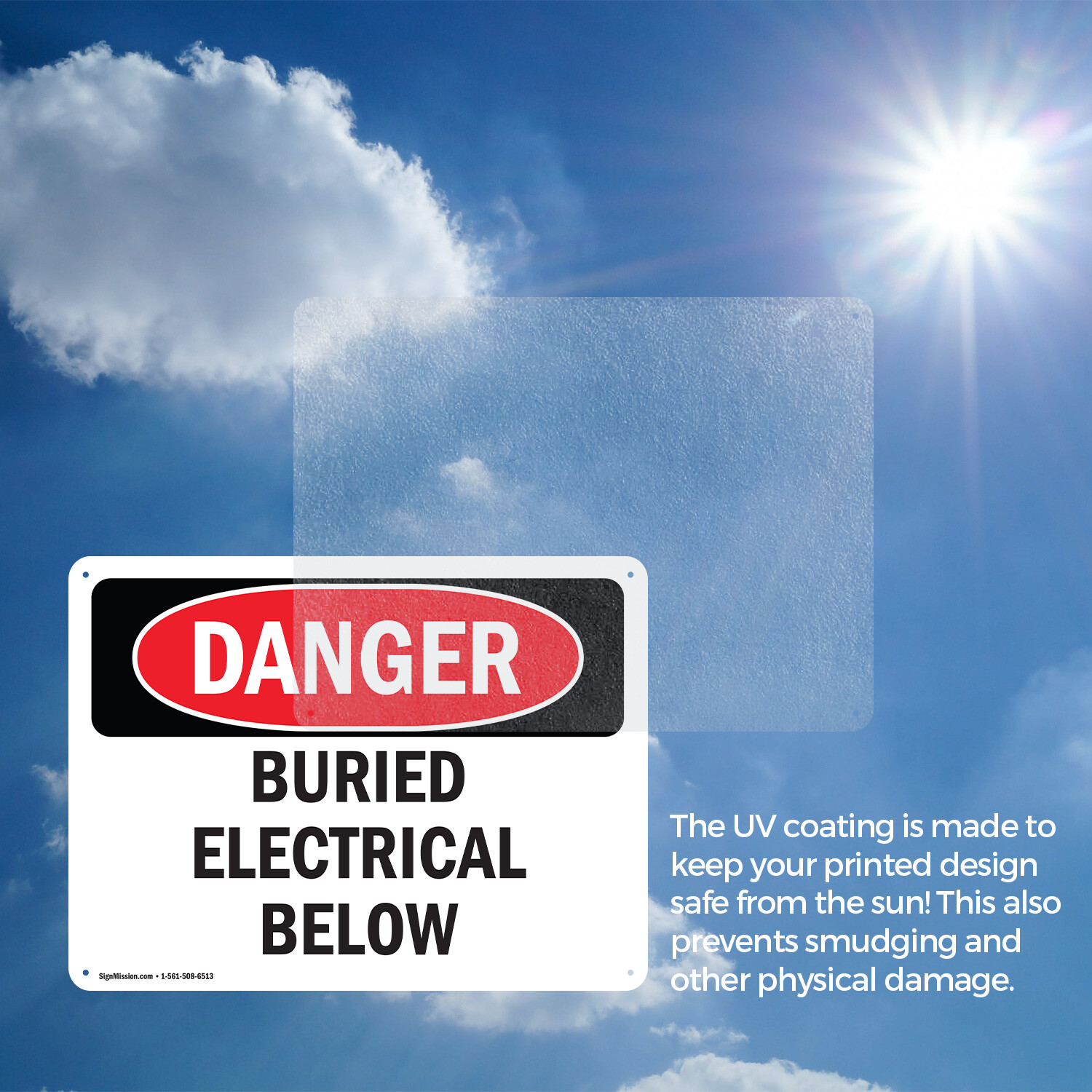 (2 Pack) Buried Electrical Below OSHA Danger Sign Decal Metal Plastic