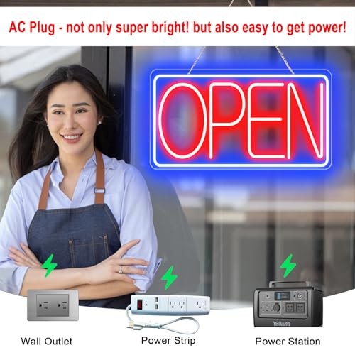 16.5″ X 9″ LED Neon Open Signs for Business -12V/2A Ultra Bright Sign Restaurant