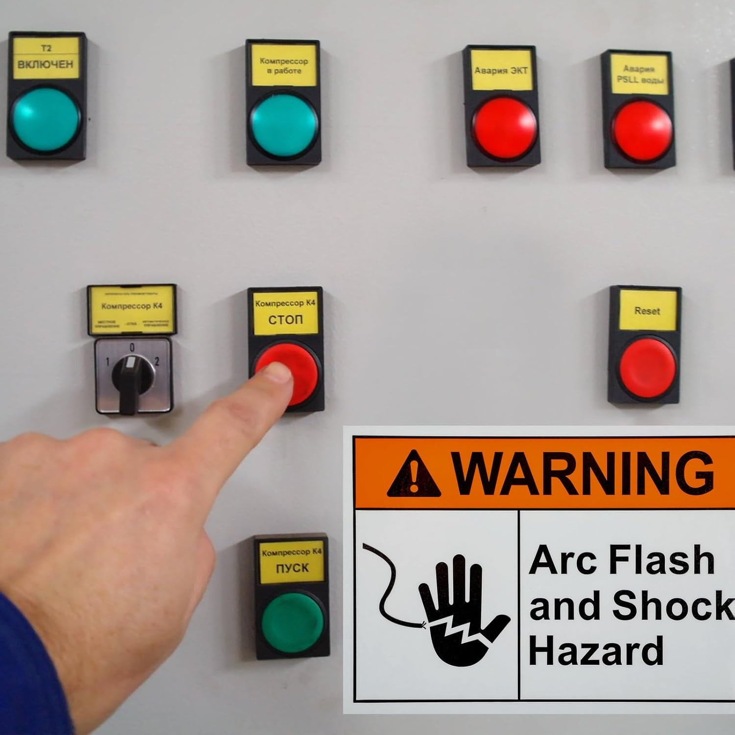 10 Pack Vinyl Arc Flash and Shock Hazard Labels – 5×3.5 in for Electrical Use