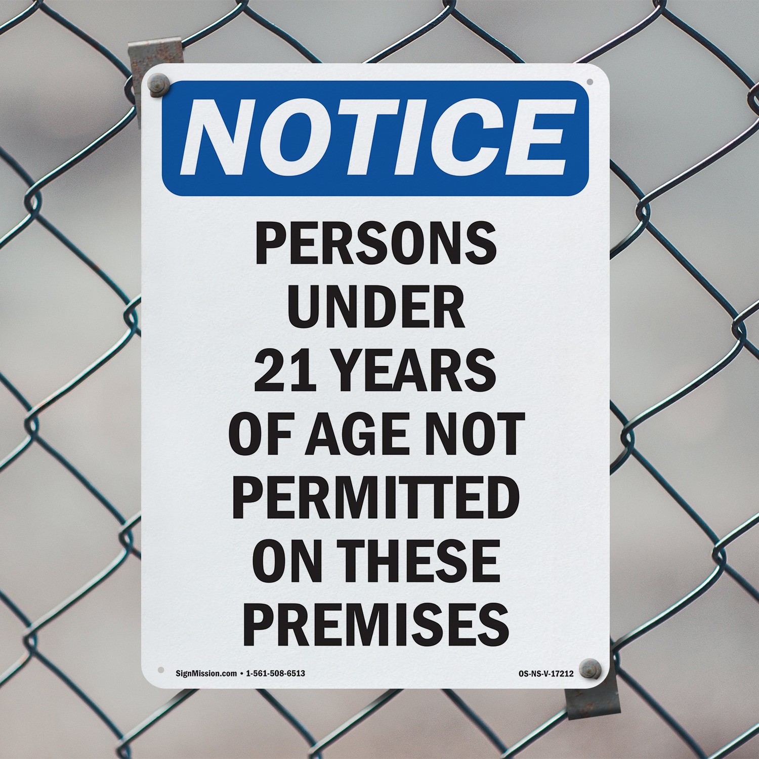Persons Under 21 Years Of Age OSHA Notice Sign Metal Plastic, Decal 5 or 10 Pack
