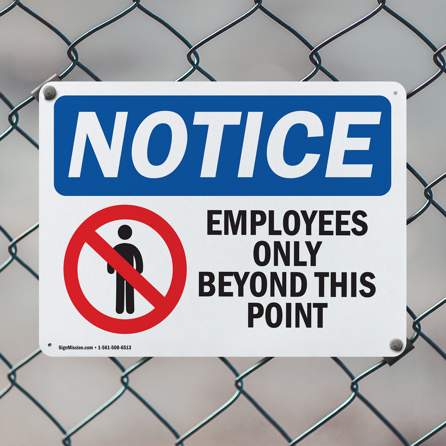 (2 Pack) Employees Only Beyond This Point OSHA Notice Sign Decal Metal Plastic