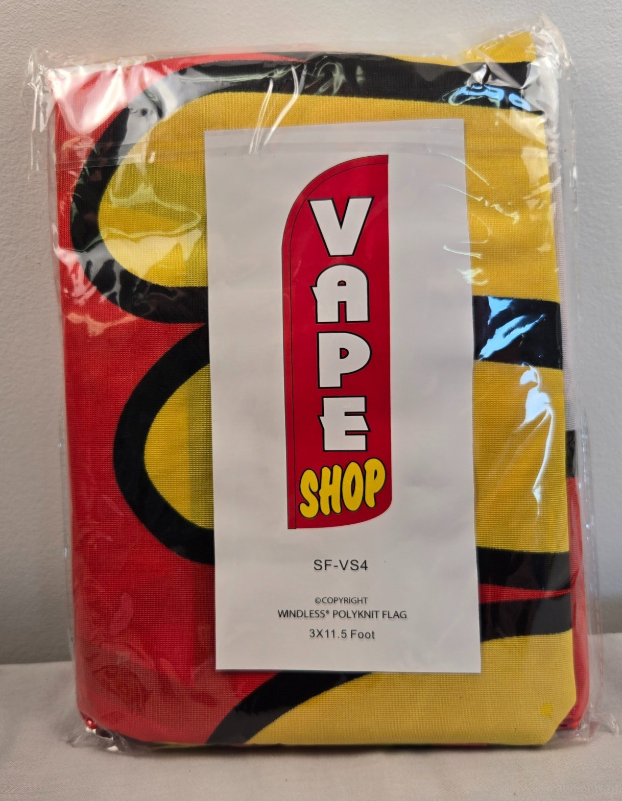Vape Shop Windless Polyknit Flag Swooper Flutter 3ft W x 11.5ft Tall SF-VF4 NEW