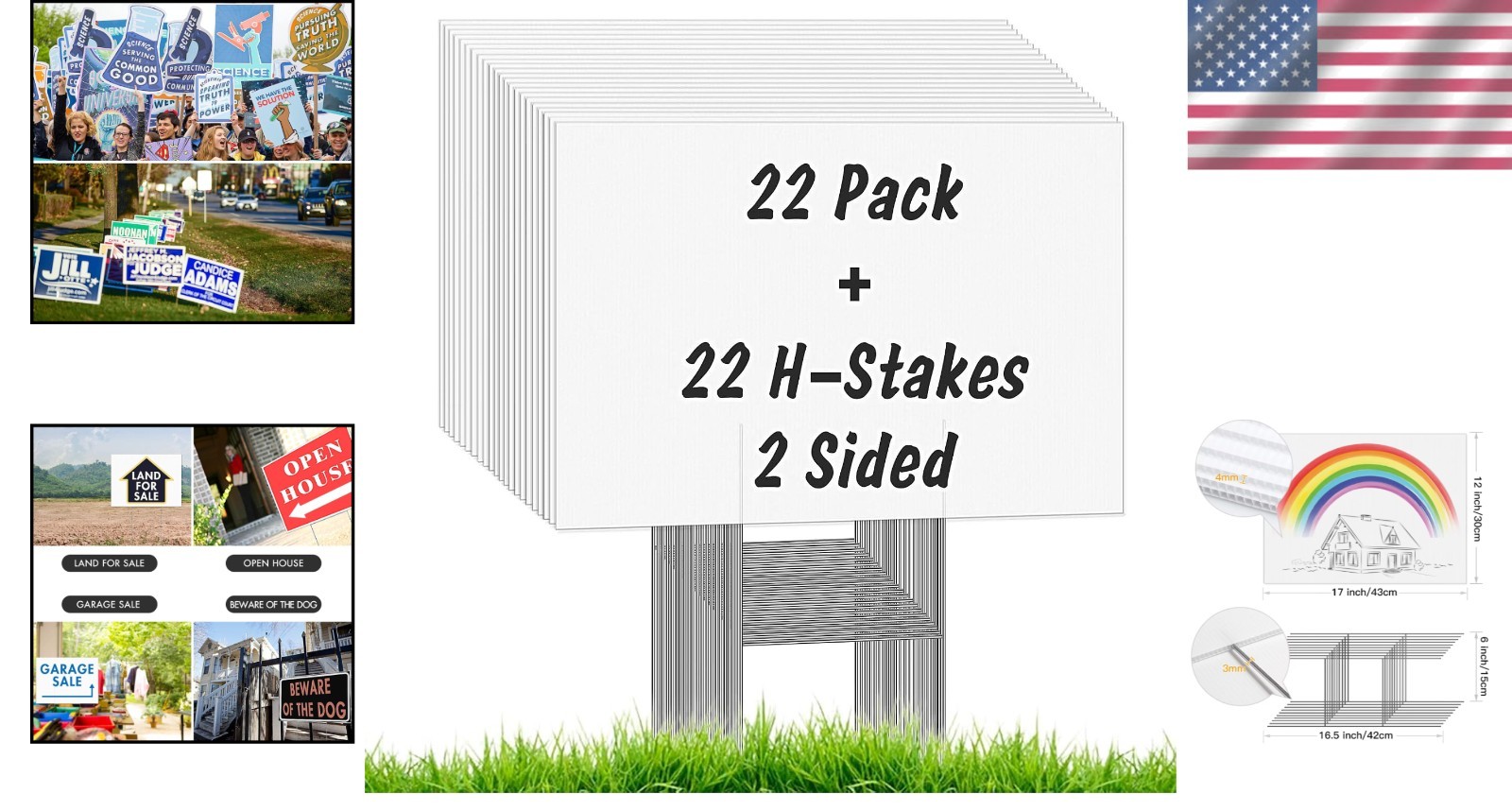 22Pcs White Garden Yard Sale Signs with Stakes