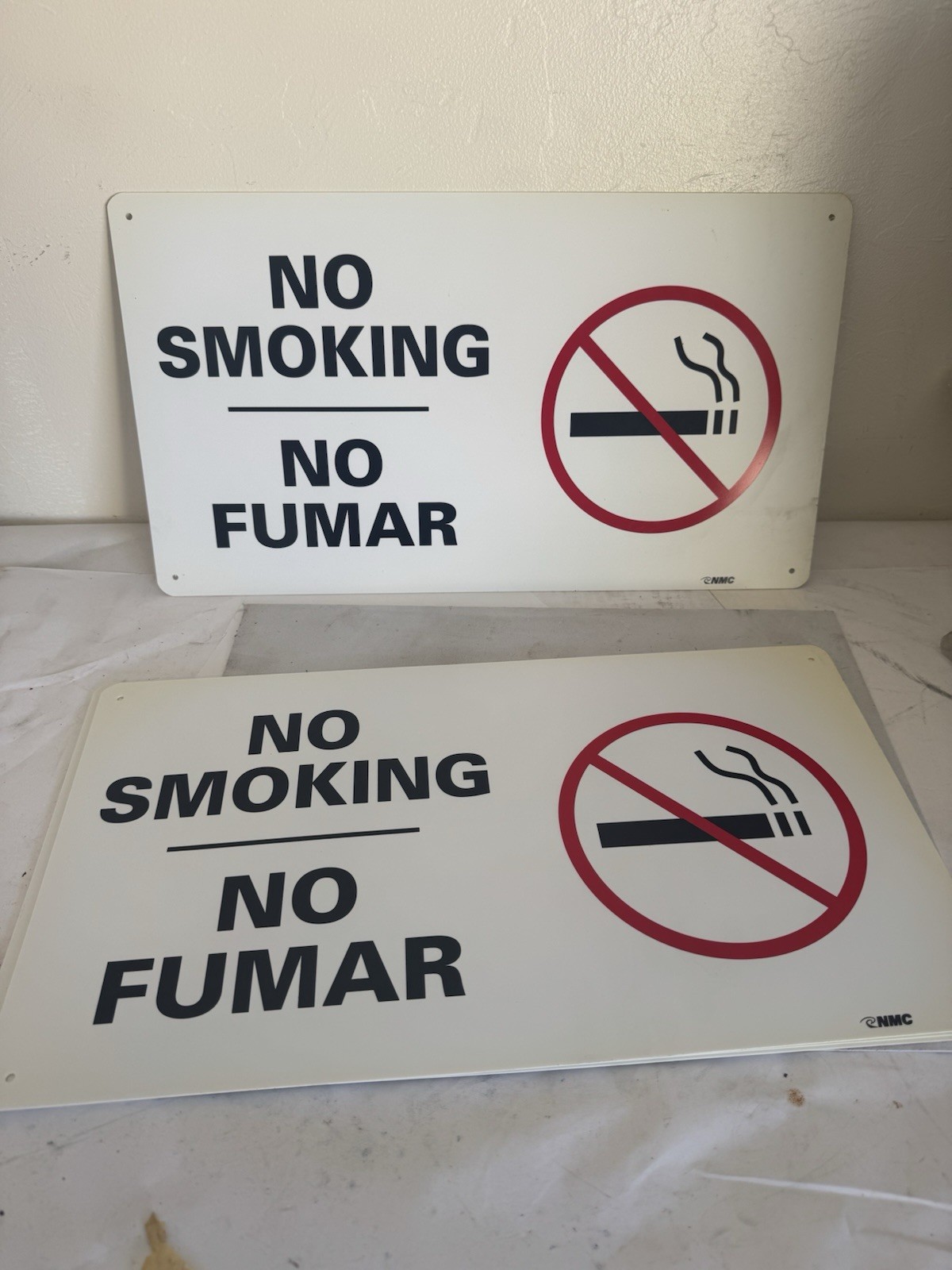 4 X NMC No Smoking Sign 18” X 10” 38933 English/Spanish – Rigid Plastic 4 Signs