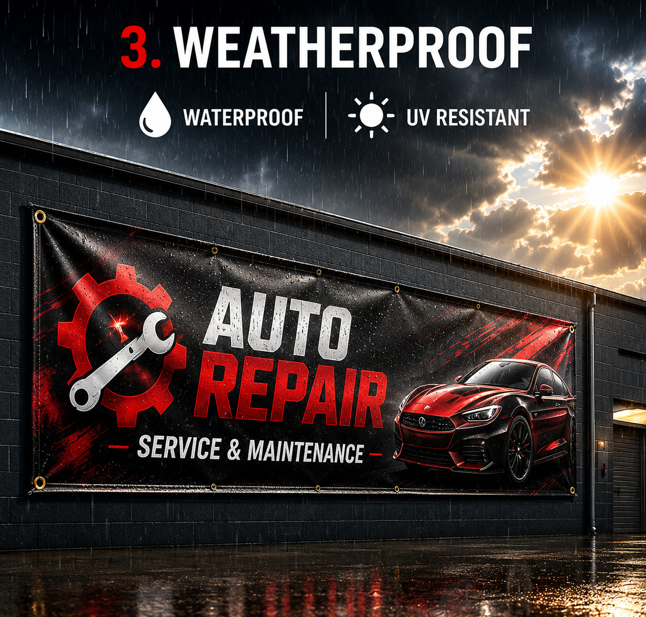 Auto Repair Custom Vinyl Banner Waterproof 13oz Heavy Duty Fast Ship
