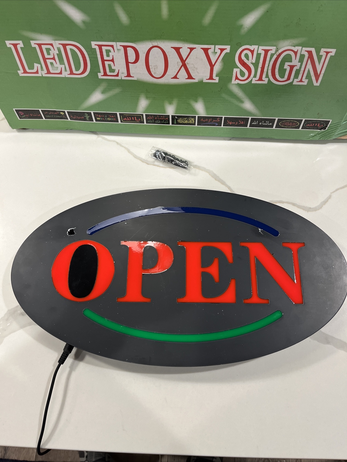 LED Open 17in X 9in Oval Illuminated Sign – Multi-Color- 3 Mode READ See Pics
