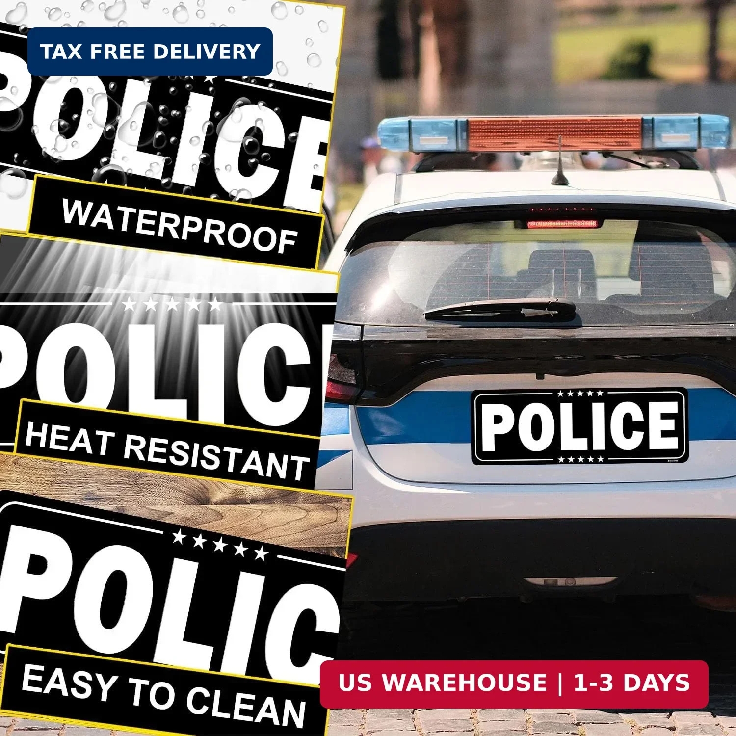2 Pack Police Car Magnet, Magnetic Police Sign for Vehicles, Large Waterproof Se
