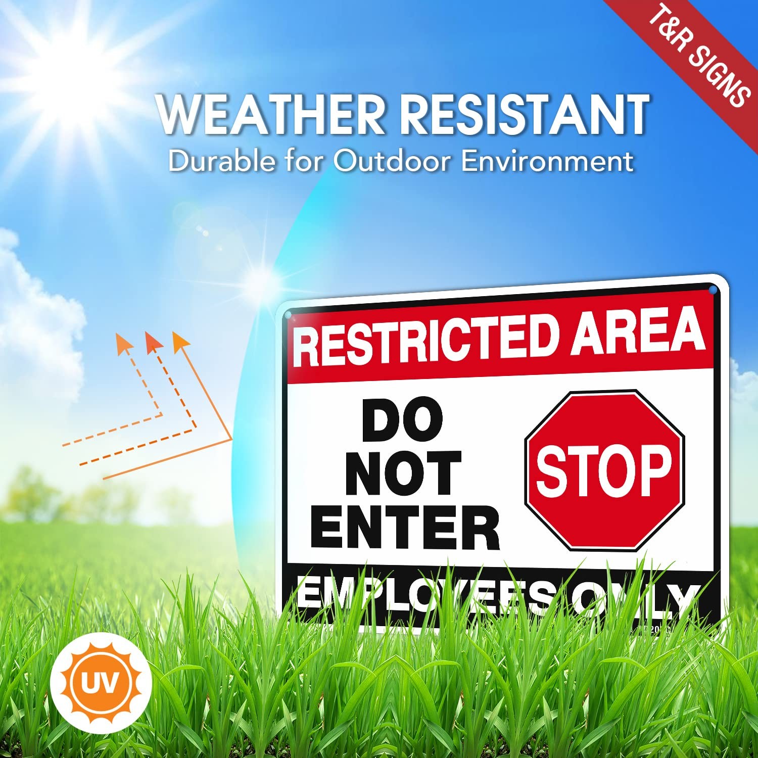 Restricted Area Do Not Enter, Employees Only Sign – 2 Pack – 10 x 7 Inches Ru…