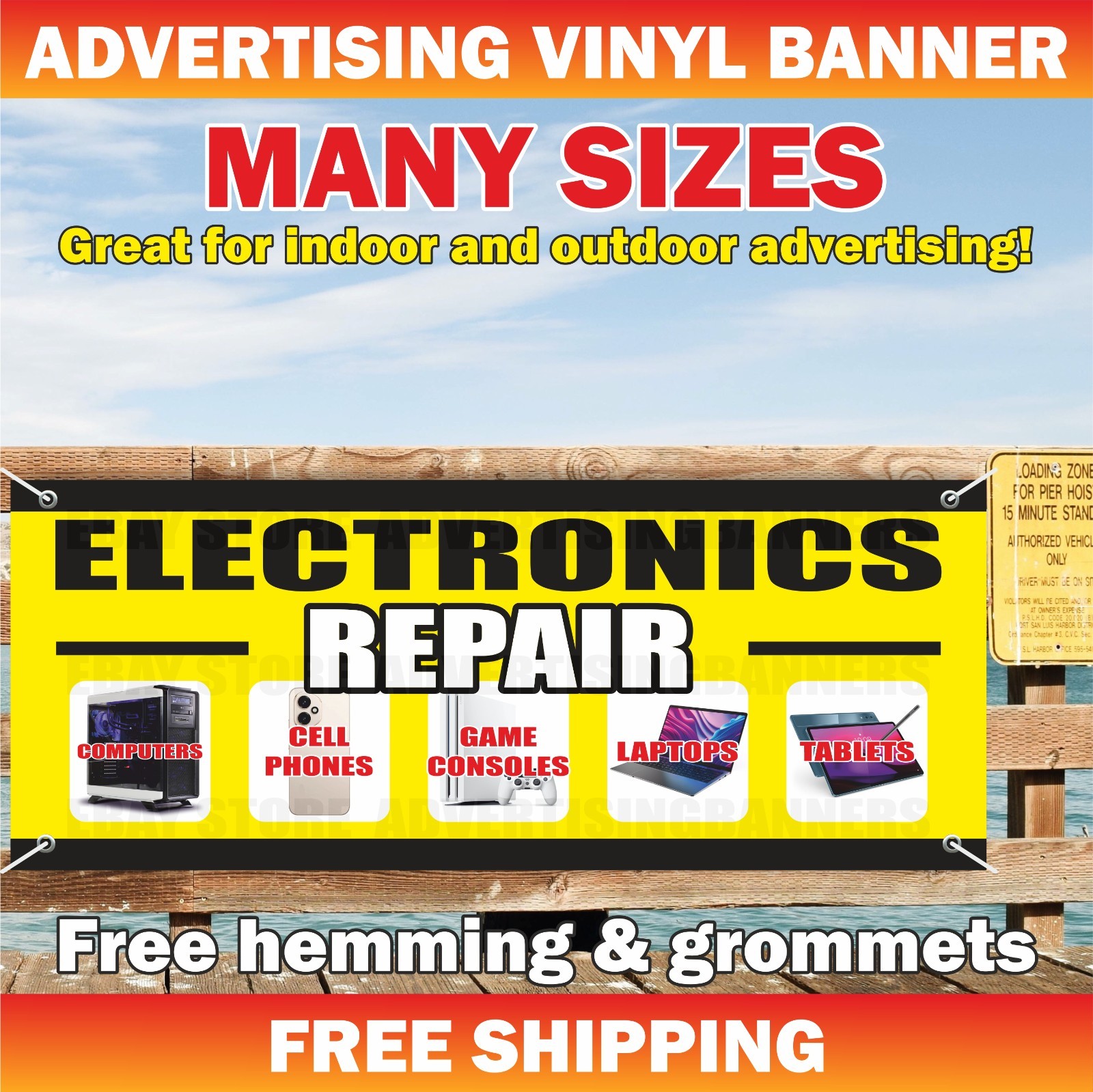 ELECTRONICS REPAIR Advertising Banner Vinyl Mesh Sign Service Fix Cell Phones