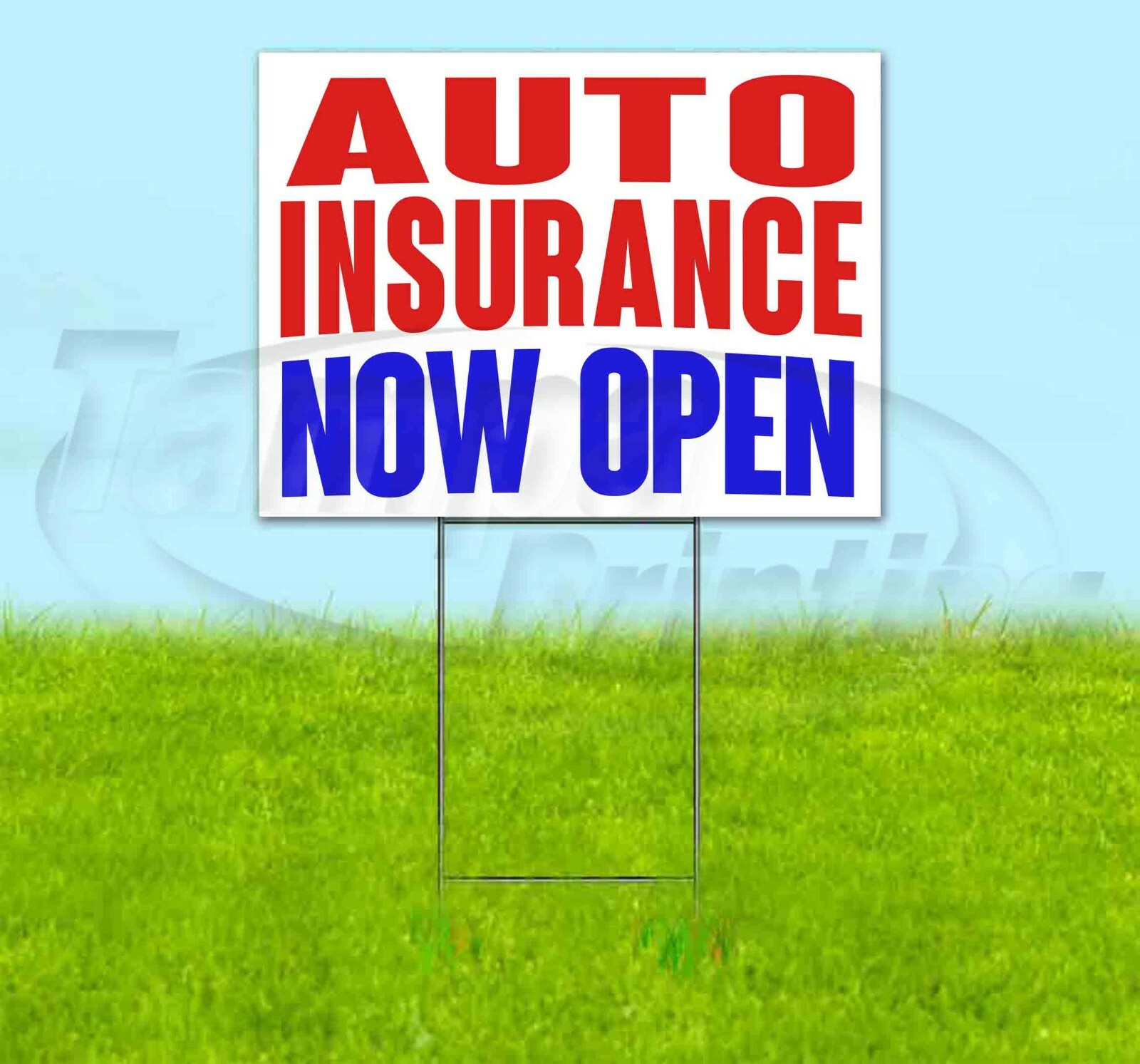 AUTO INSURANCE NOW OPEN Yard Sign Corrugated Plastic Bandit Lawn Decoration USA