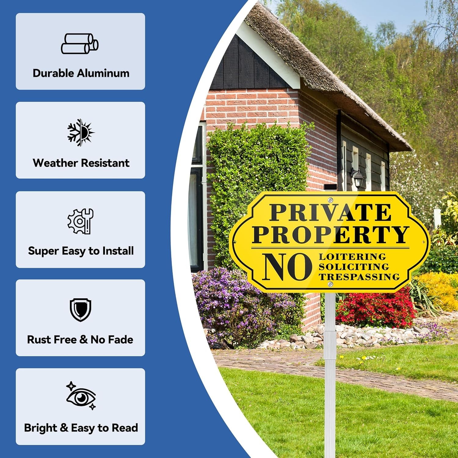 Private Property Shield Sign No Soliciting Loitering Tre Shield Sign With Stake
