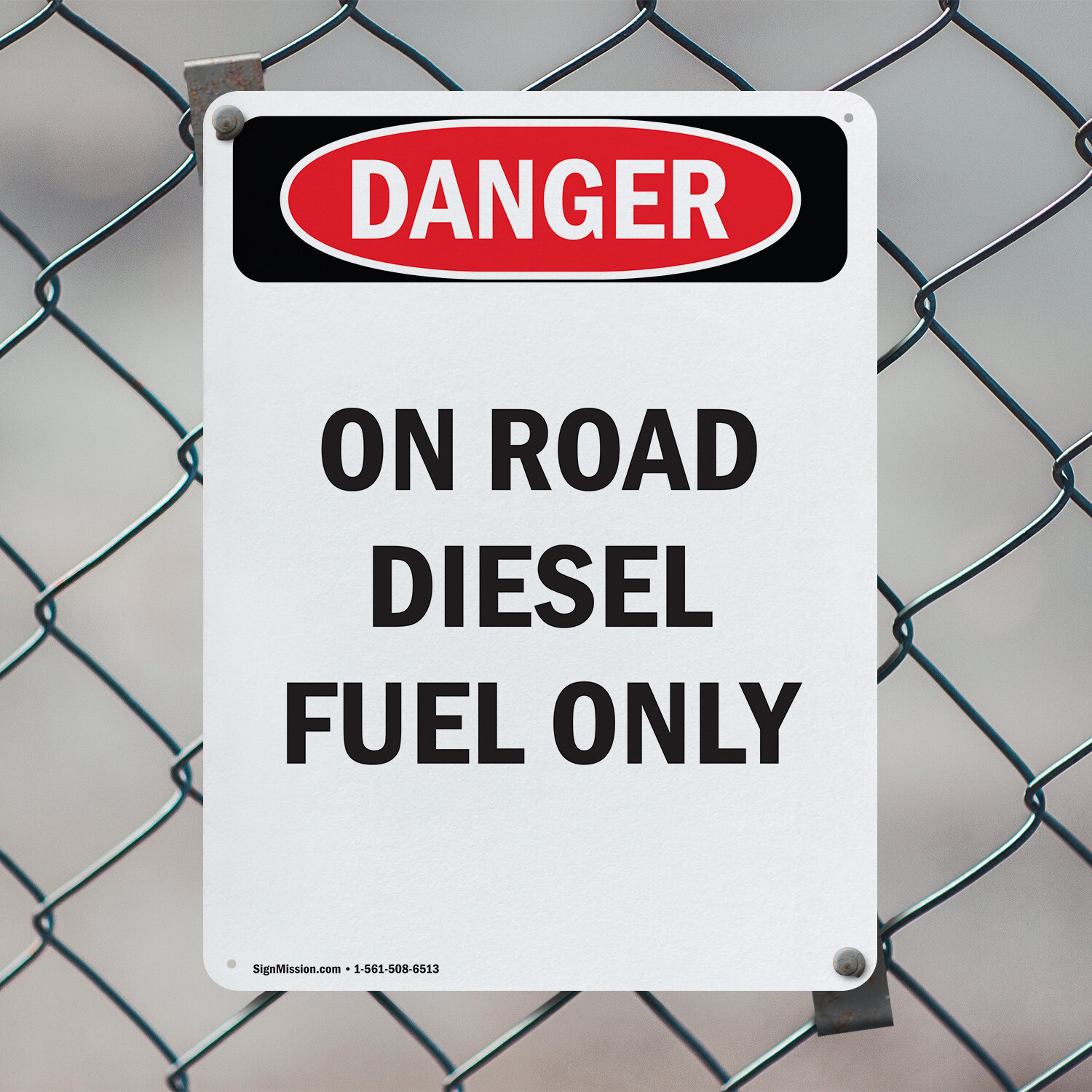 (2 Pack) Portrait On Road Diesel Fuel Only OSHA Danger Sign Decal Metal Plastic