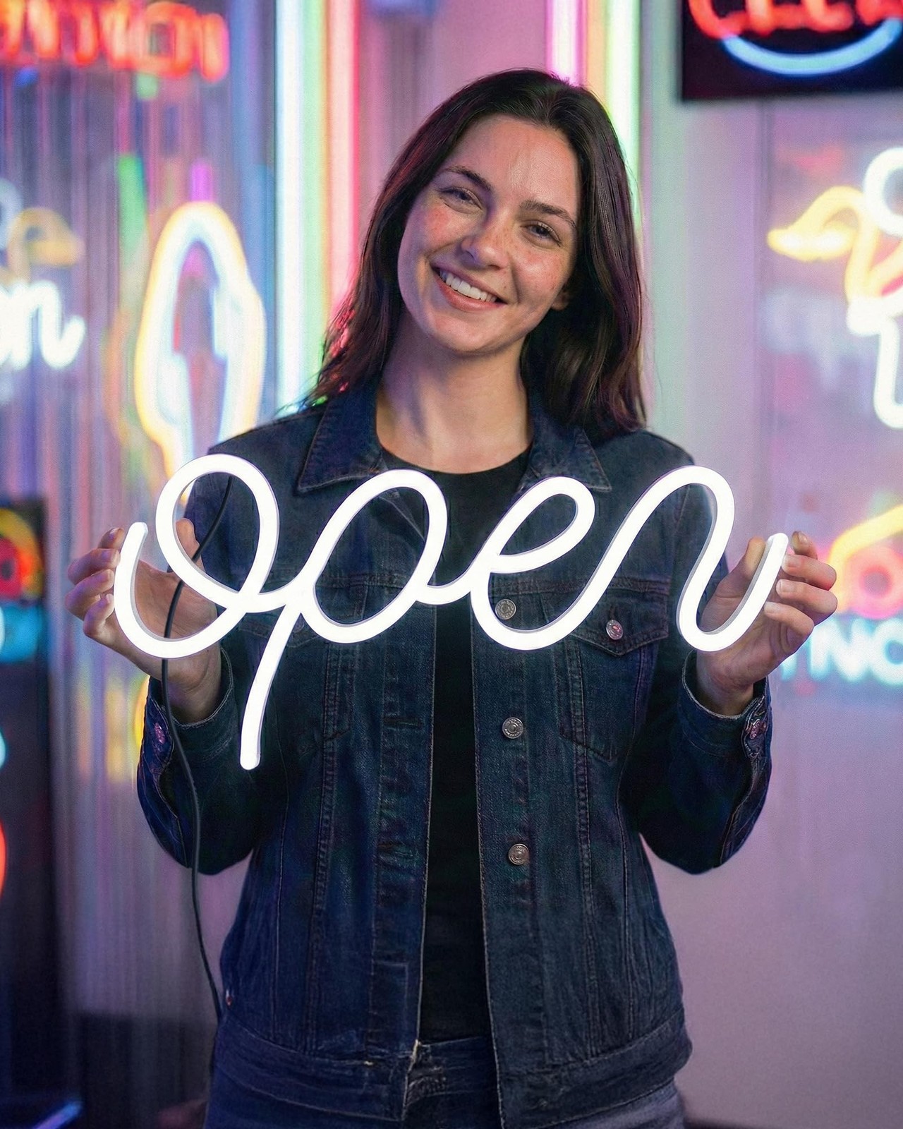 HiNeon LED Neon Open Sign for Business 15x7in w/ON/OFF Switch, Bright Lighted…