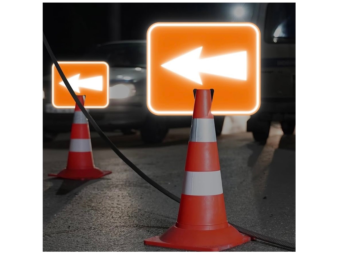 5 Pcs Traffic Arrow Signs Detour Arrow Road Cone Top Warning Sign 12.6″x10.4″
