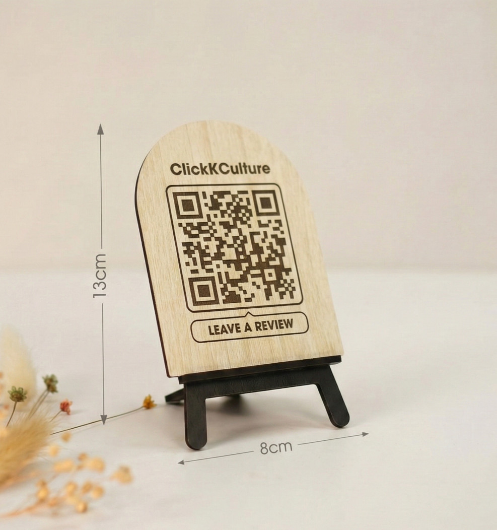 Custom Arch QR Code Sign Wood MiniEasel Stand Business Social Media Payment Scan