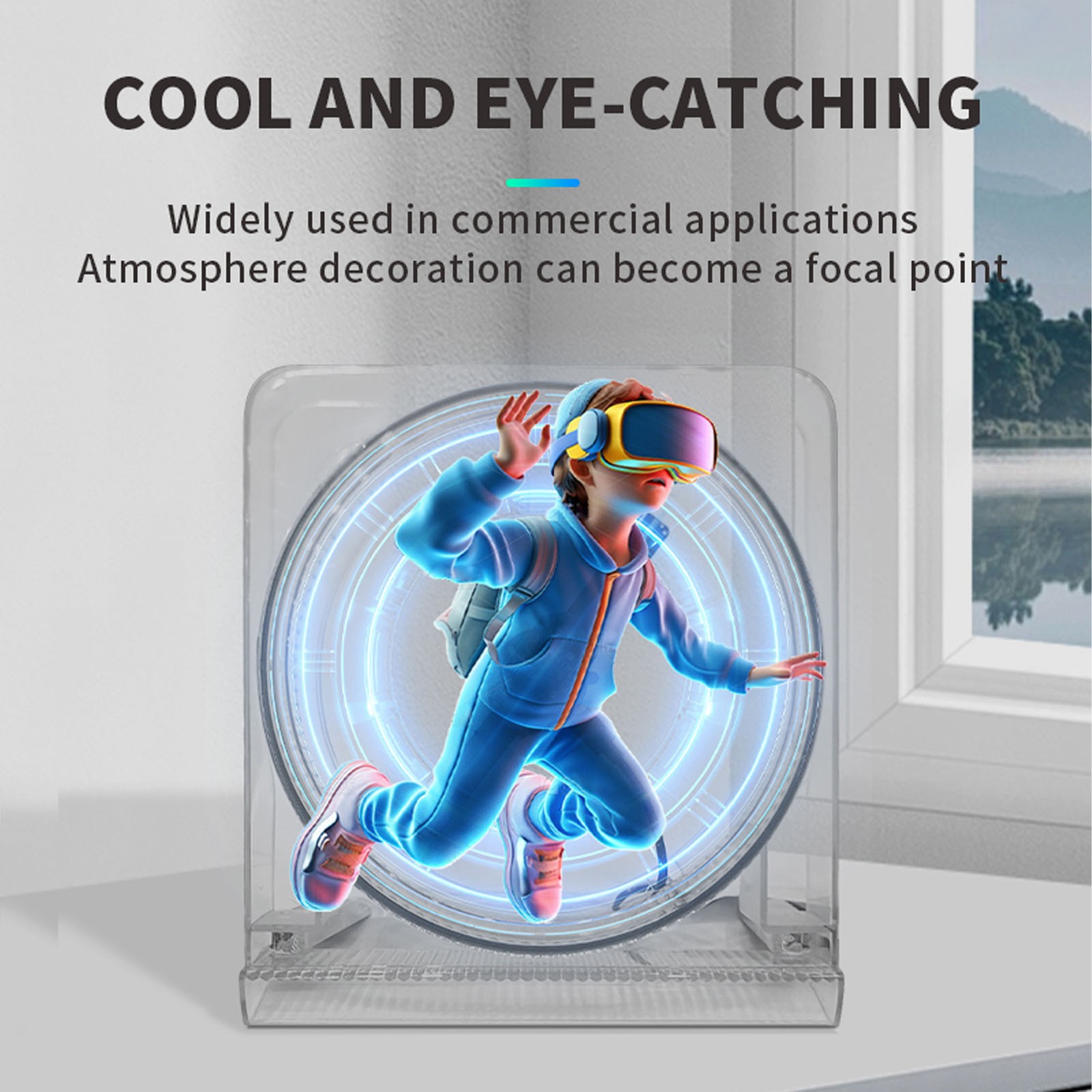 14cm 3D Hologram Fan With Cover Holographic Projector Advertising Display 1 CDUR