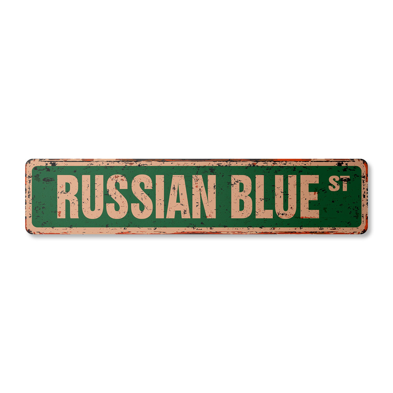 RUSSIAN BLUE Vintage Street Sign Metal Plastic cat breed feline kitty kitten