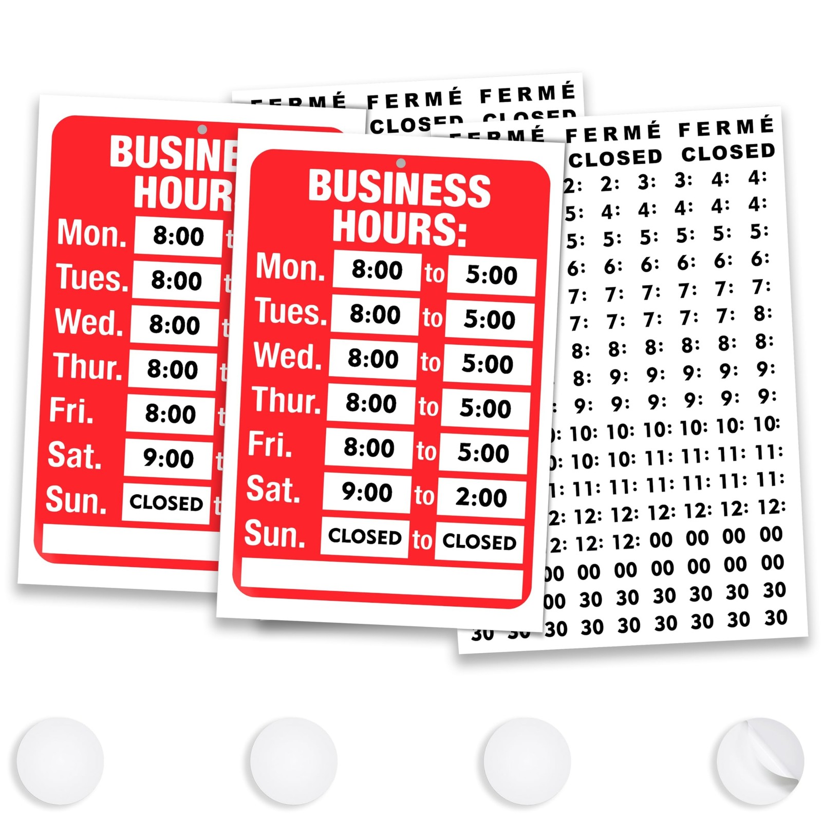 Open Signs, Business Hours Sign Kit – Bright Red and White Colors – 2 Pack – …