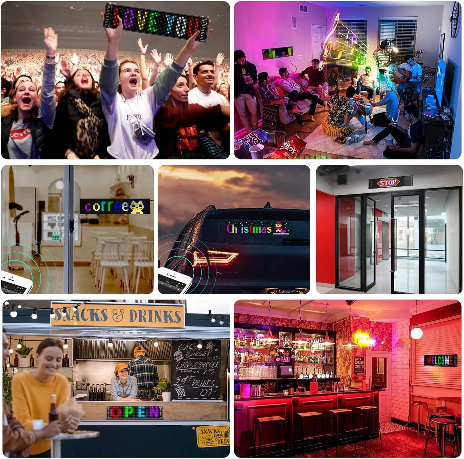 Flexible USB LED Sign with Smart App Control – 15”x4” for Indoor & Outdoor